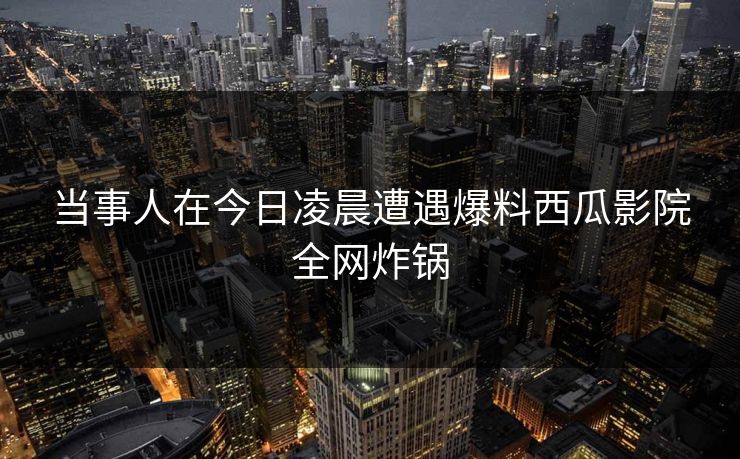 当事人在今日凌晨遭遇爆料西瓜影院全网炸锅