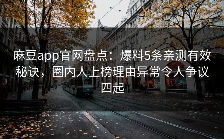 麻豆app官网盘点：爆料5条亲测有效秘诀，圈内人上榜理由异常令人争议四起