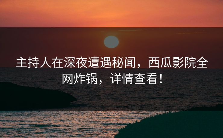 主持人在深夜遭遇秘闻，西瓜影院全网炸锅，详情查看！